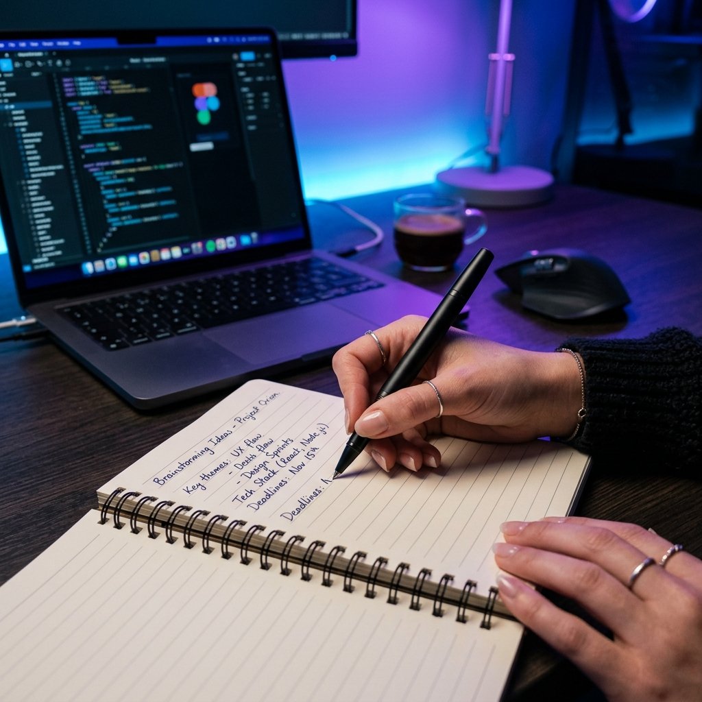Writer analyzing differences between AI-generated and human-written content on screen